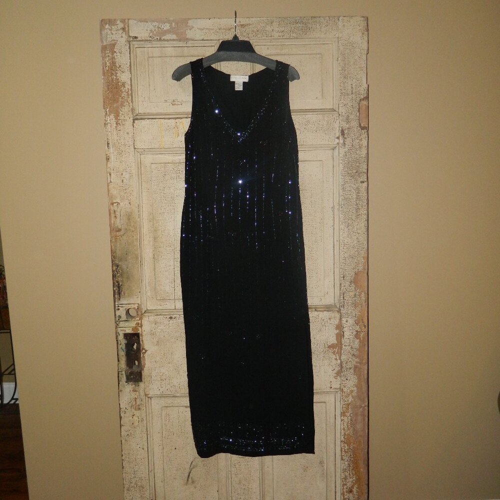 VTG Doncaster Silk Beaded Maxi Lined Dress Size 12 (W-28)